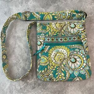 Vera Bradley Crossbody Bag Purse Quilted Turquoise Green Floral
